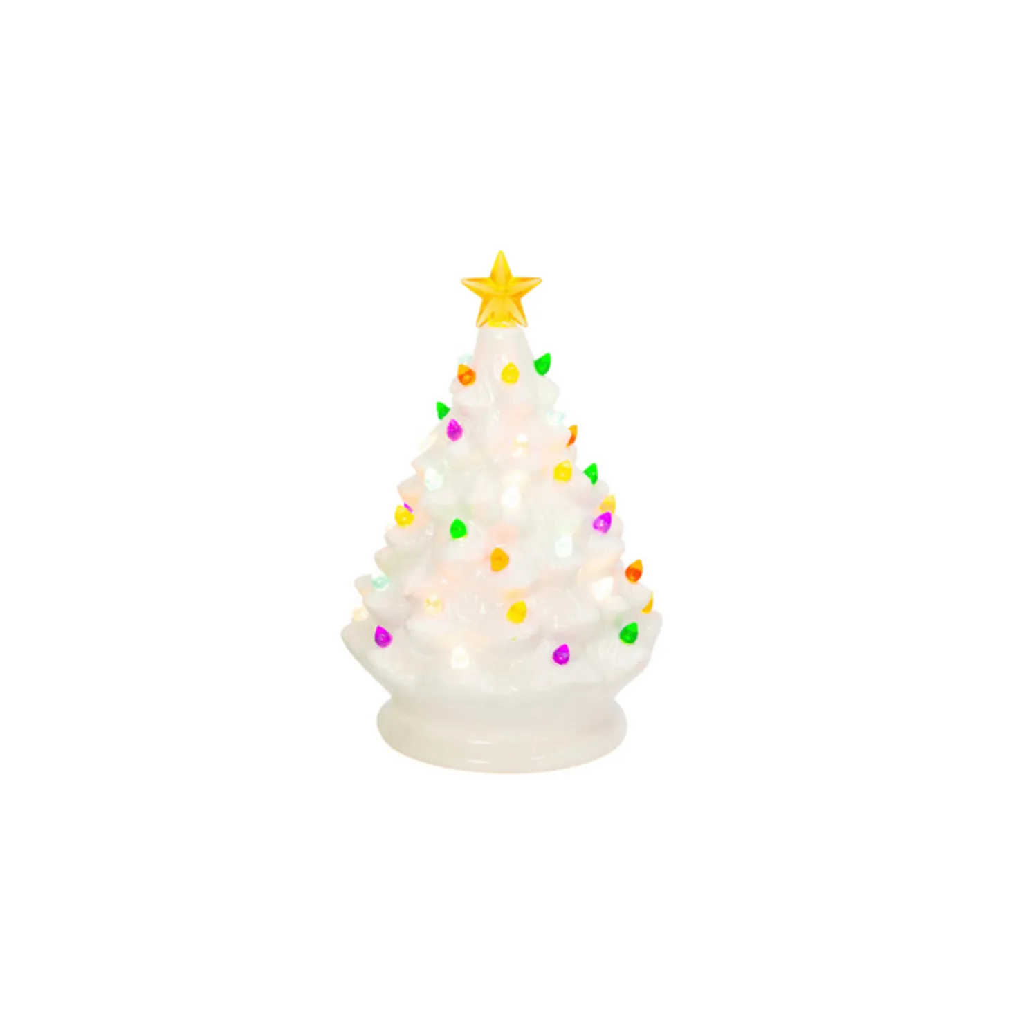 8" Battery Musical Lighted Green Or White Ceramic Christmas Tree Figure 2534190