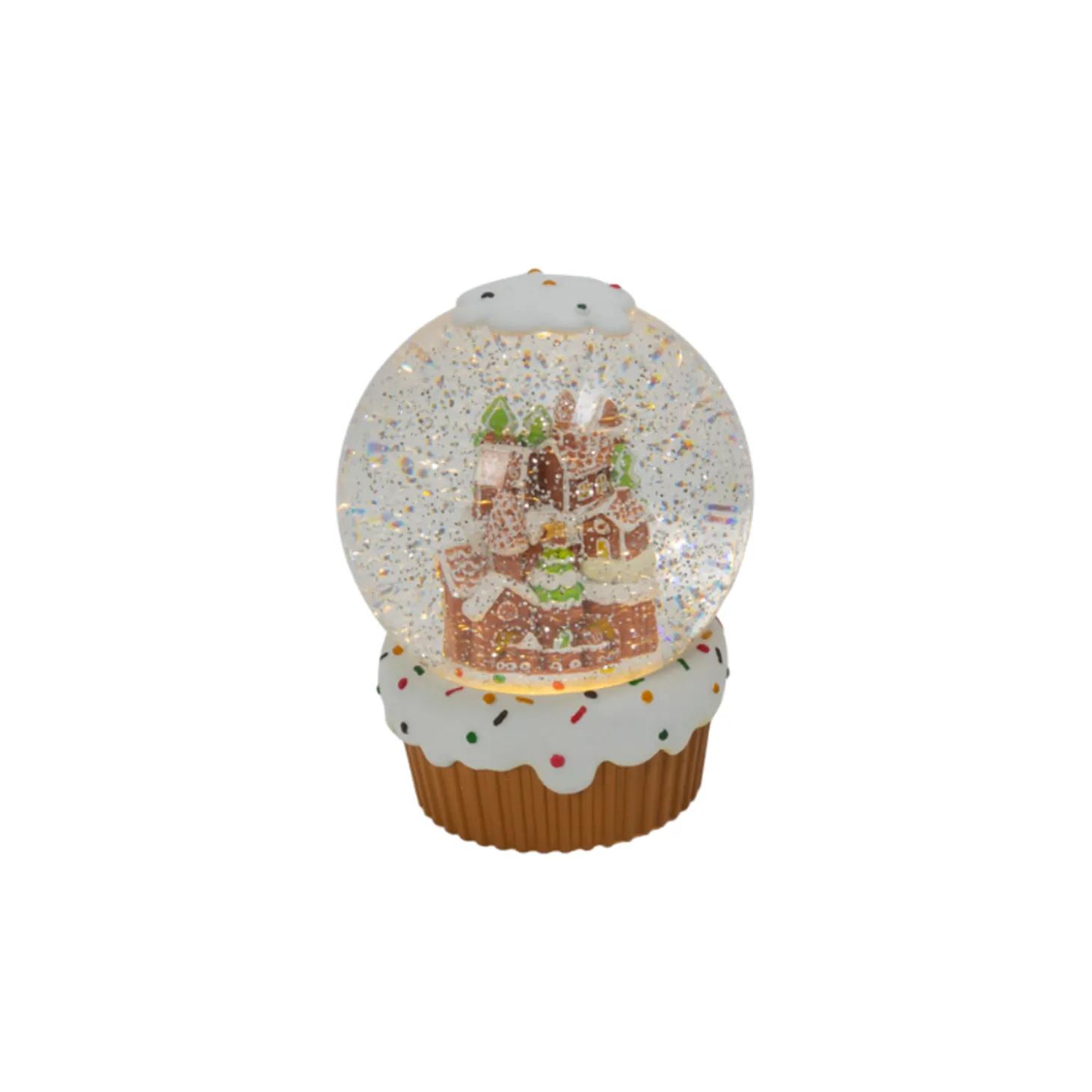 7.6" Battery Operated Gingerbread House Spinning Water Globe 2597420