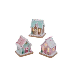 5.8" Battery Operated Lighted Pastel Claydough Gingerbread House Christmas Figure 2497240