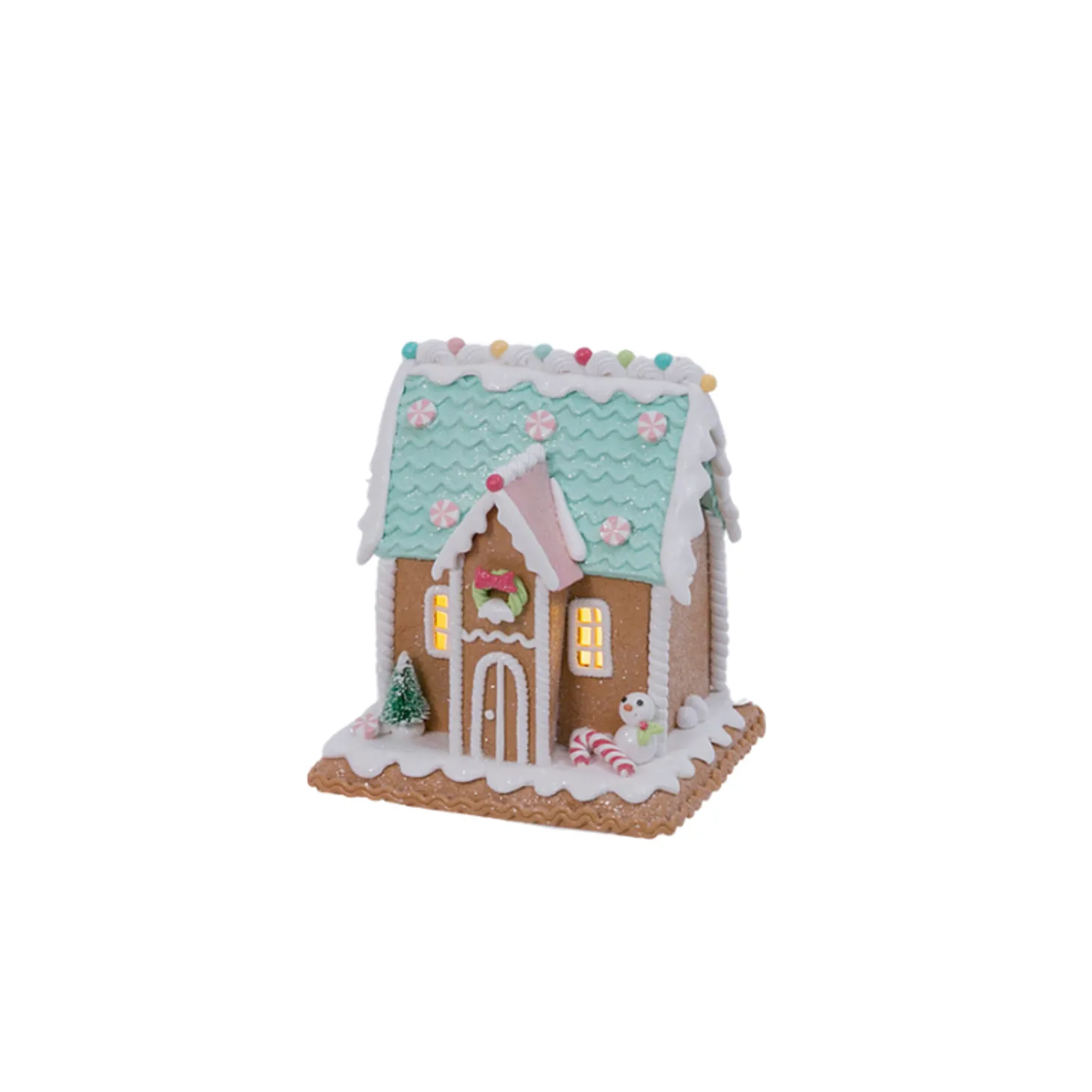 5.8" Battery Operated Lighted Pastel Claydough Gingerbread House Christmas Figure 2497240
