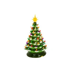13.9" Battery Operated Lighted Musical Ceramic Christmas Tree Figure 2534180
