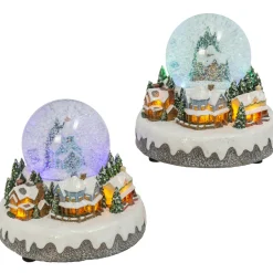 6.7" Battery Operated Musical Town Scene Spinning Water Globe Christmas Decoration 2599670