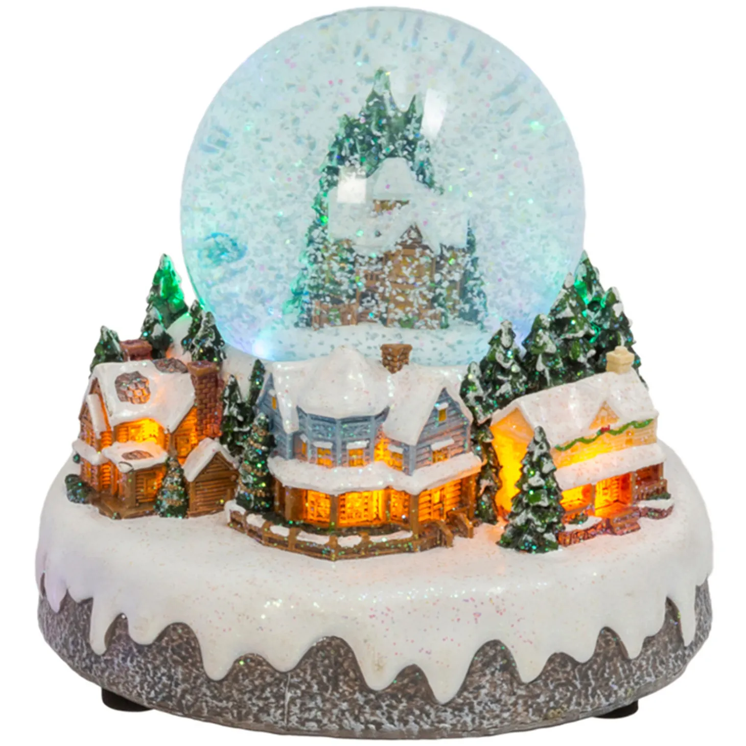 6.7" Battery Operated Musical Town Scene Spinning Water Globe Christmas Decoration 2599670
