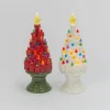 12.9" Battery Operated Red And Green Or White Ceramic Christmas Tree Figure 2598020