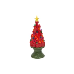 12.9" Battery Operated Red And Green Or White Ceramic Christmas Tree Figure 2598020