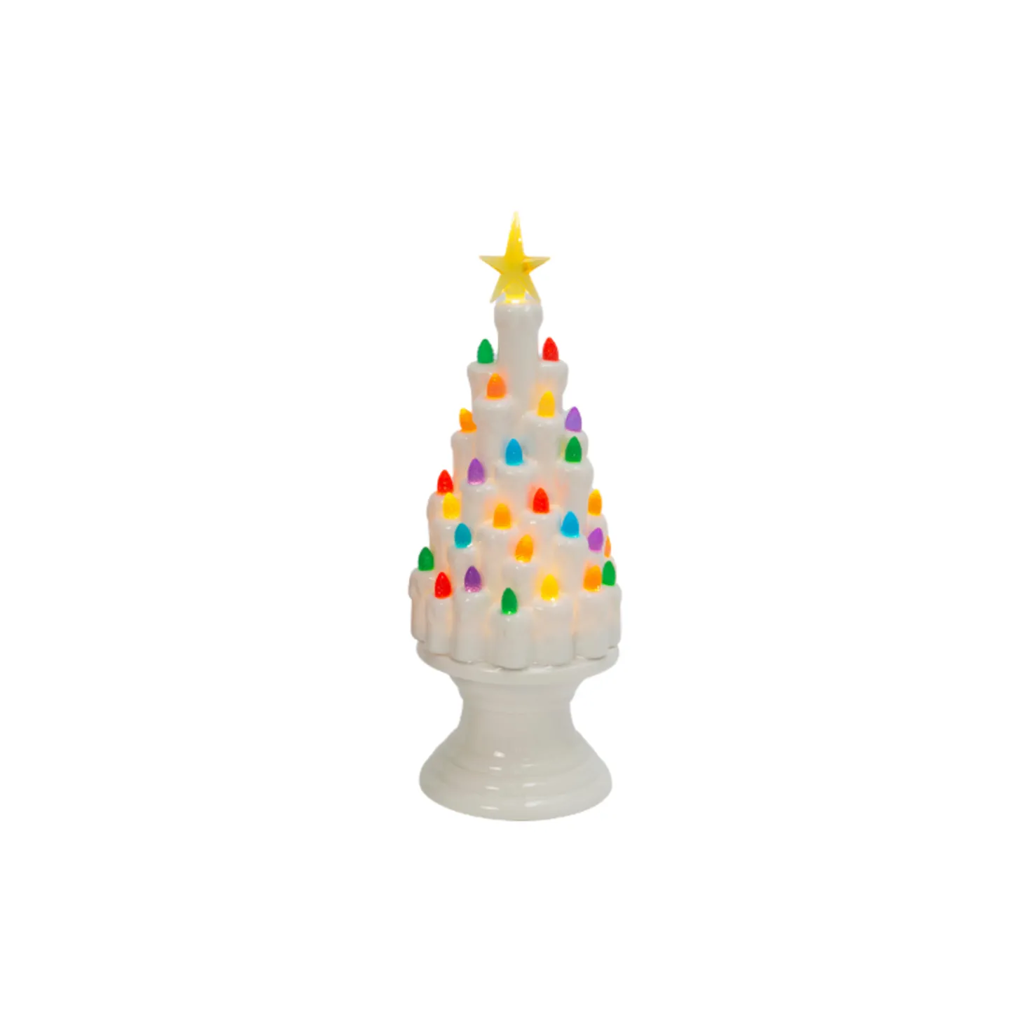 12.9" Battery Operated Red And Green Or White Ceramic Christmas Tree Figure 2598020