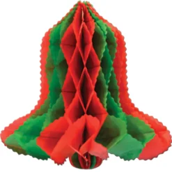 12" Beistle Vintage Red And Green Tissue Paper Bell Christmas Decoration 22312