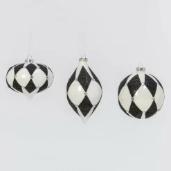 4.5" Black And White Harlequin Design Glass Christmas Ornament 2544420