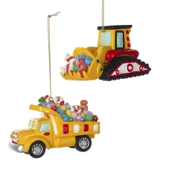 3.8" Candy Filled Construction Vehicle Ornament D3077