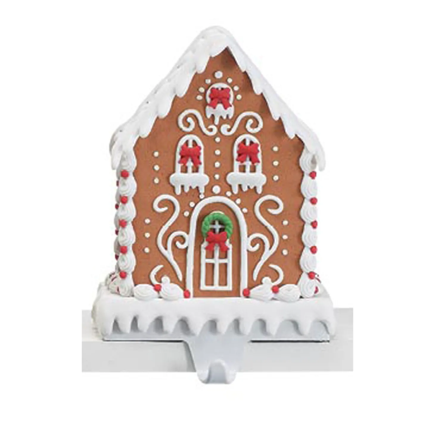 7.75" Claydough Gingerbread House Christmas Stocking Holder 9742090