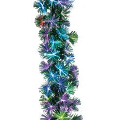 6' Color Changing Fiber Optic Tinsel Christmas Garland 437572M