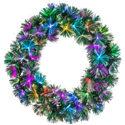 24" Color Changing Fiber Optic Tinsel Christmas Wreath 447597M