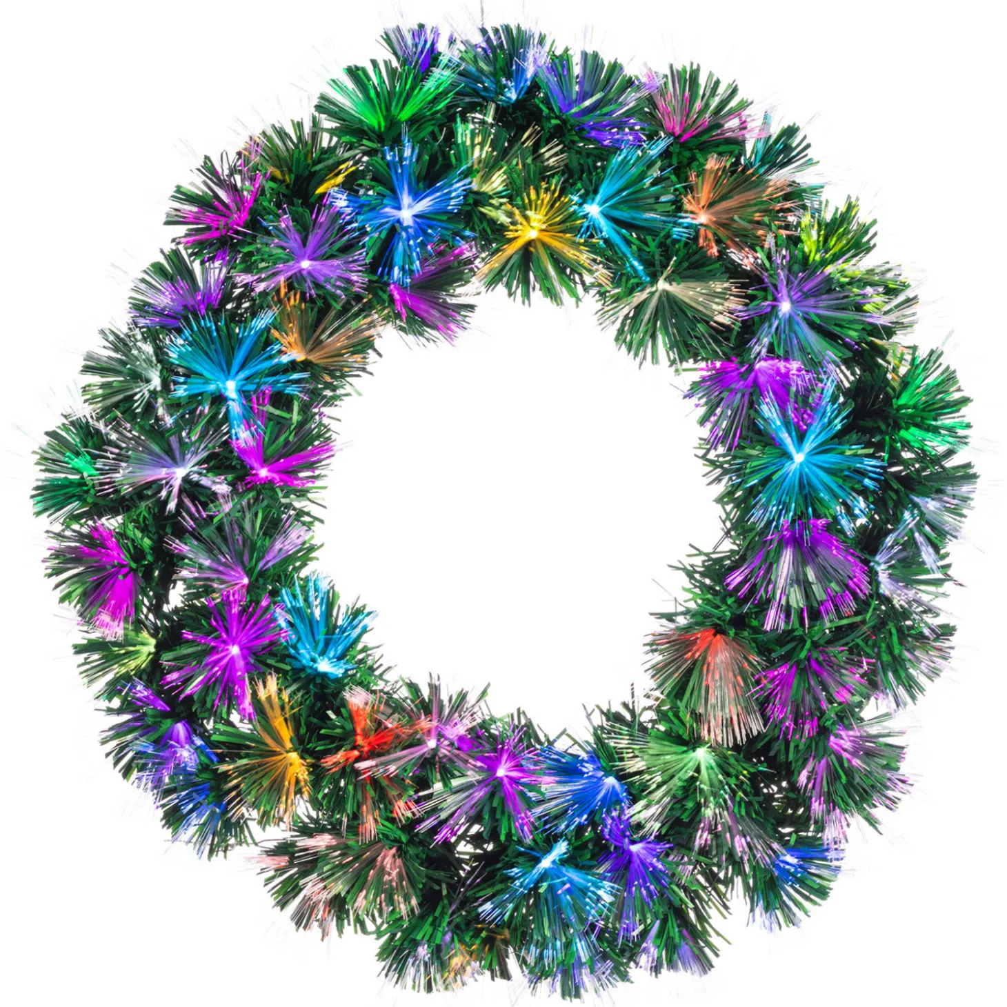 24" Color Changing Fiber Optic Tinsel Christmas Wreath 447597M
