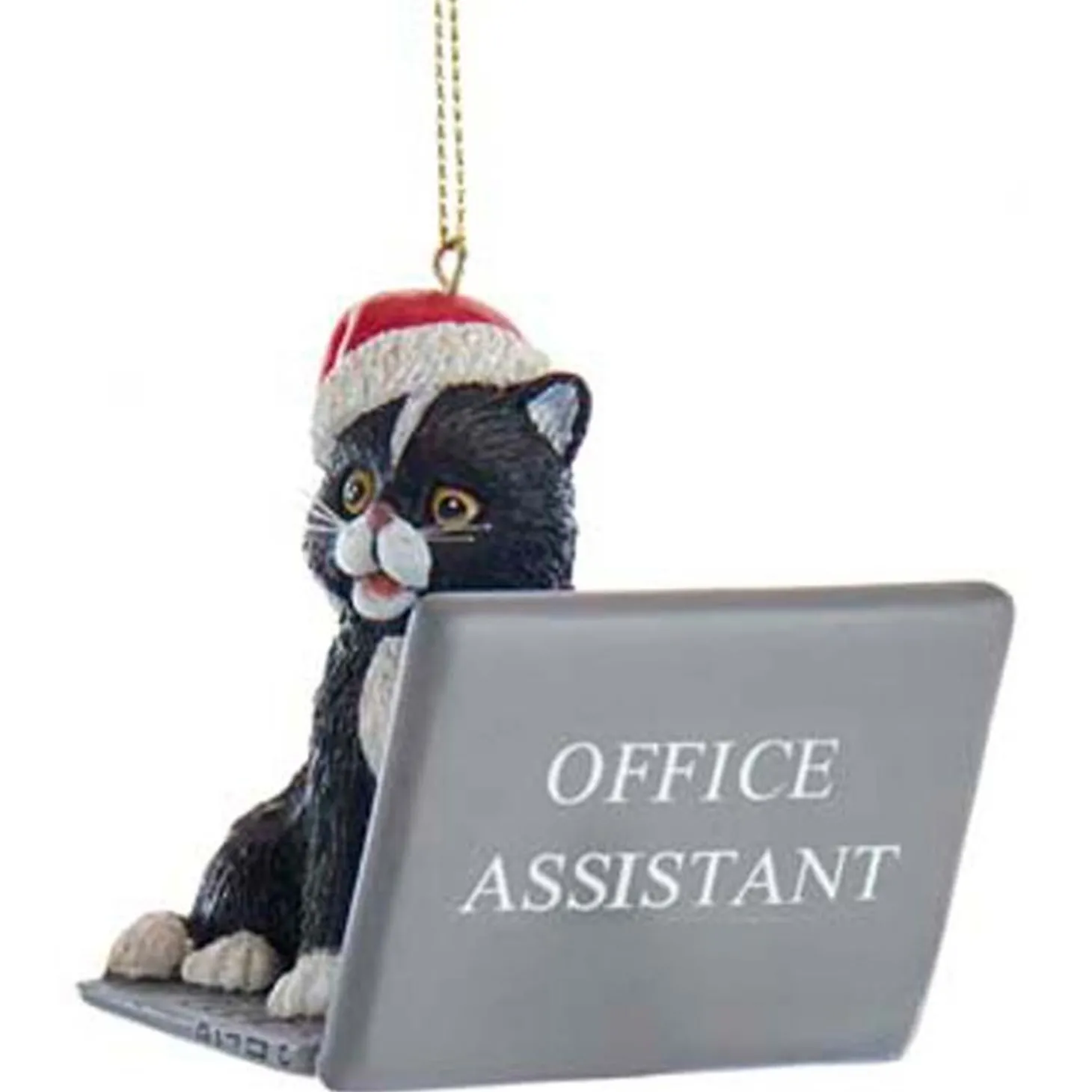 3.25" Computer Cat With Santa Hat Christmas Ornament E0600