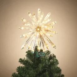 13.5" Electric Lighted Glittered Crystal Starburst Christmas Tree Topper 2619000