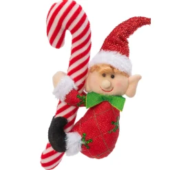11.8" Elf Holding Candy Cane Christmas Ornament 2618180