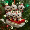 4.5" Family Of 6 Penguins On Sled Personalized Christmas Ornament OR1915-6