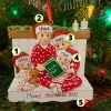 4.5" Family Of 4 Reading In Bed Personalized Christmas Ornament OR2025-4