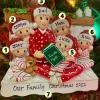 4.75" Family Of 6 Reading In Bed Personalized Christmas Ornament OR2025-6