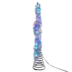 12.2" LED Lighted Silver Tinsel Star Christmas Tree Topper AD1022RGB