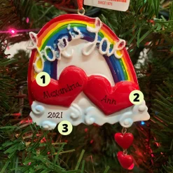 3.75" Love Is Love Rainbow Personalized Christmas Ornament W8454