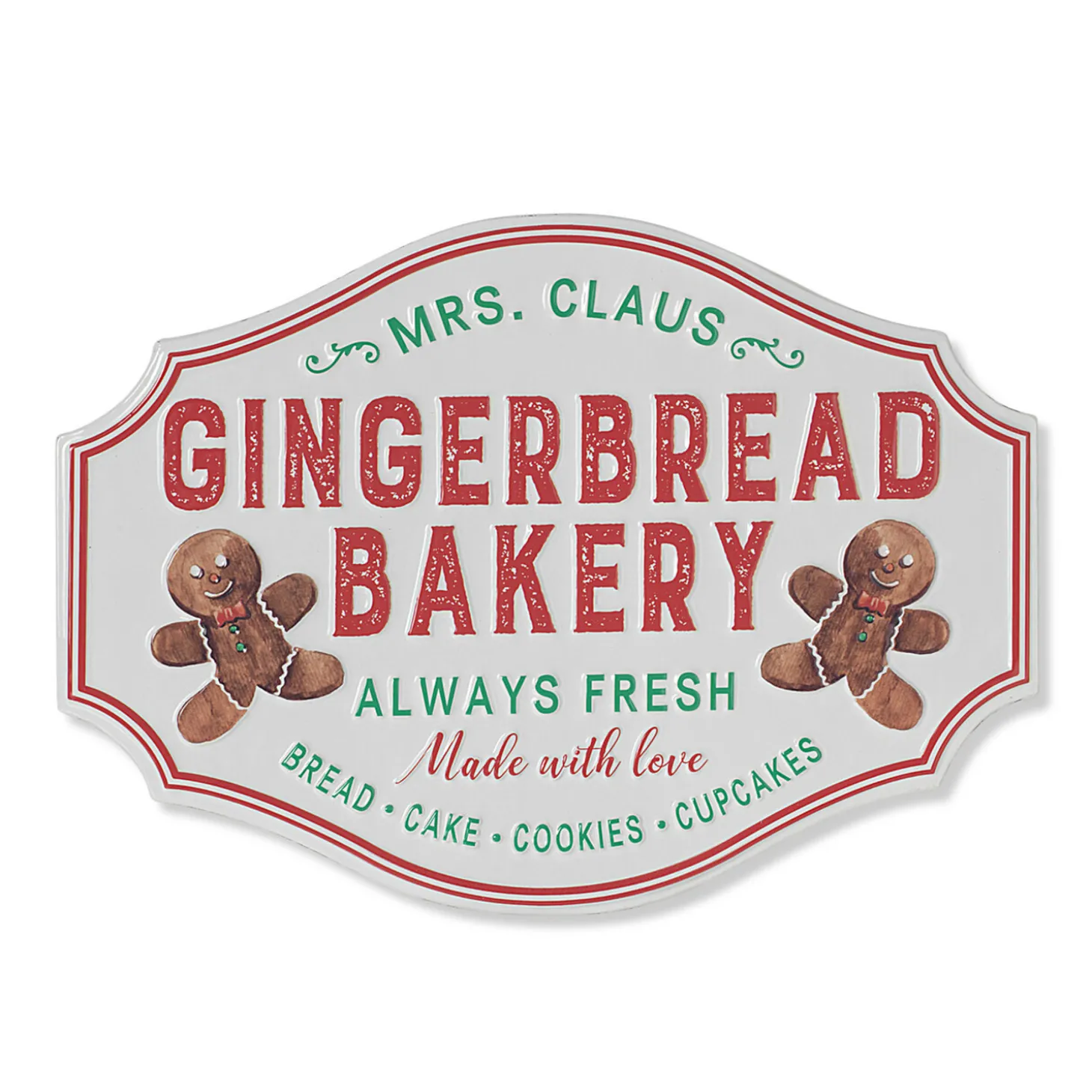 18" Metal Embossed Metal Gingerbread Christmas Sign 2604190