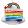 4.5" Noble Gems Rainbow Cake Slice Glass Christmas Ornament NBX0071