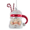 5" Noble Gems Santa Cocoa Mug Glass Christmas Ornament NBX0079