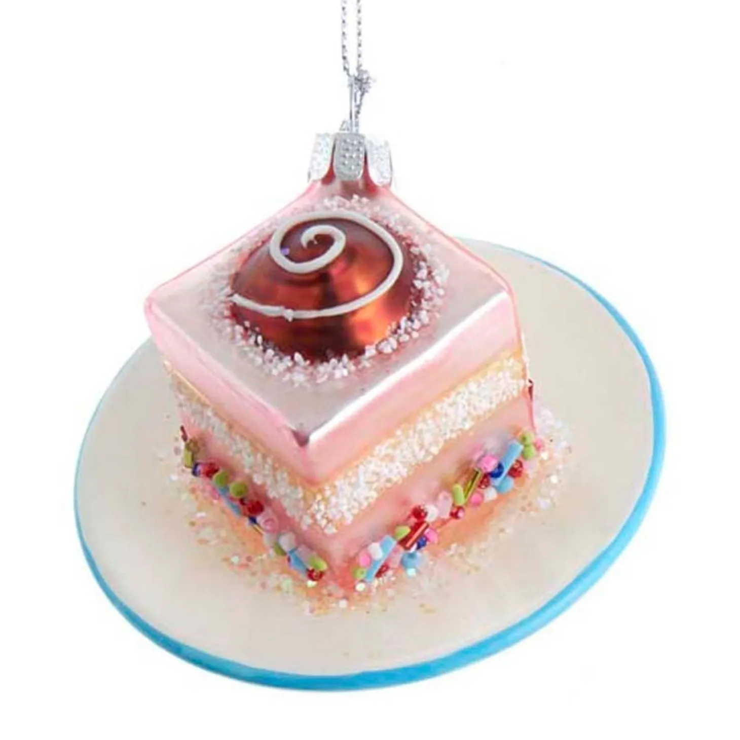 3.25" Pink Miniature Cake Glass Christmas Ornament C6374