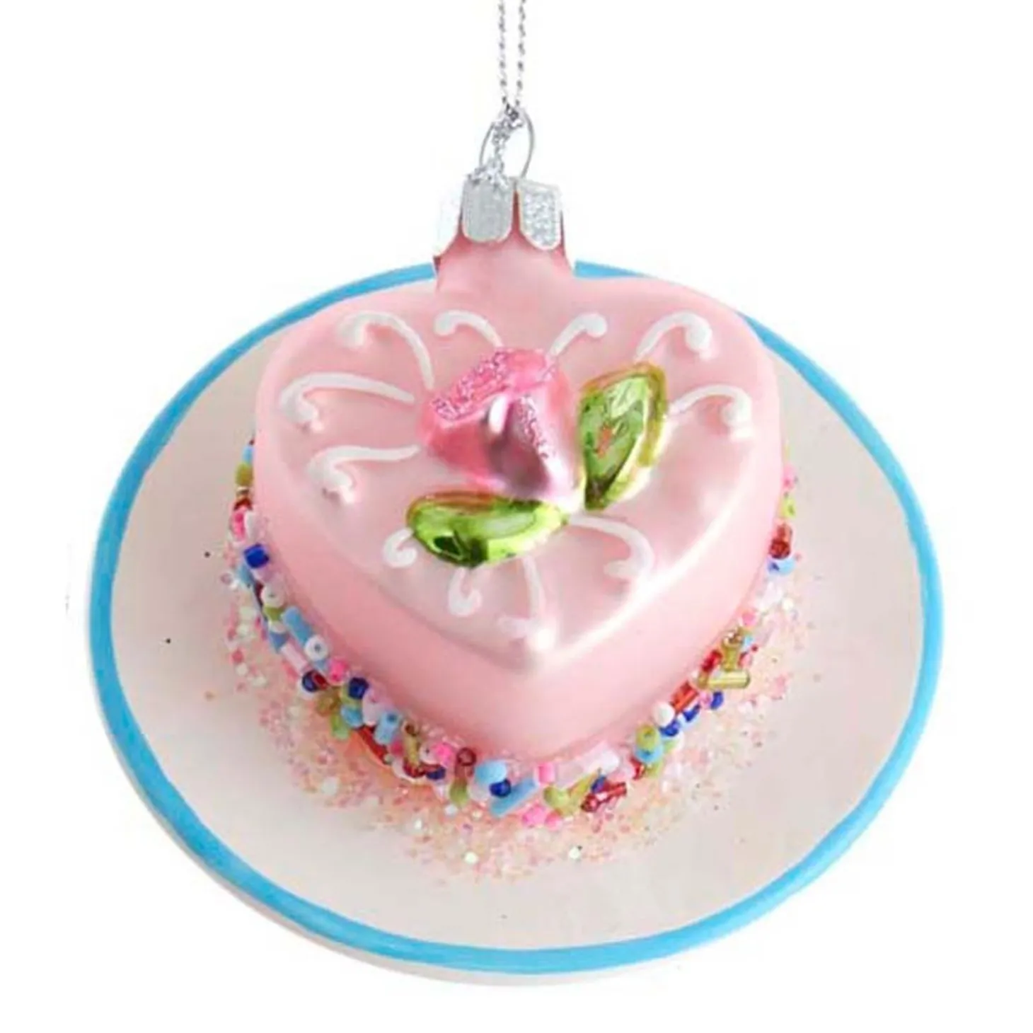 3.25" Pink Miniature Cake Glass Christmas Ornament C6374