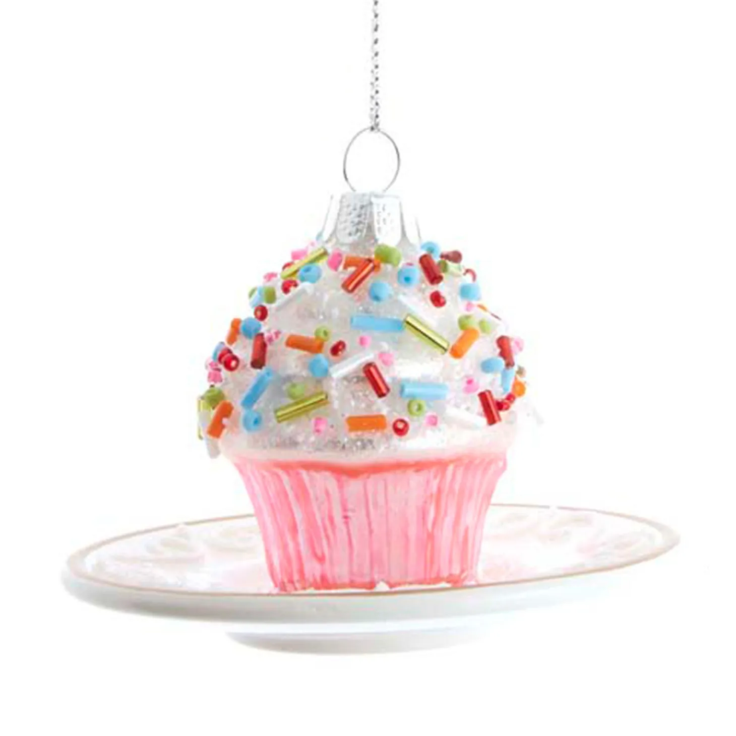 3.25" Pink Miniature Cake Glass Christmas Ornament C6374