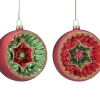 4" Red And Green Reflector Glass Ball Christmas Ornaments 9741891