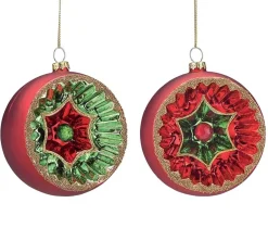 4" Red And Green Reflector Glass Ball Christmas Ornaments 9741891
