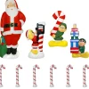 60" Santa And Elf 10 Piece Lighted Christmas Blow Mold Set