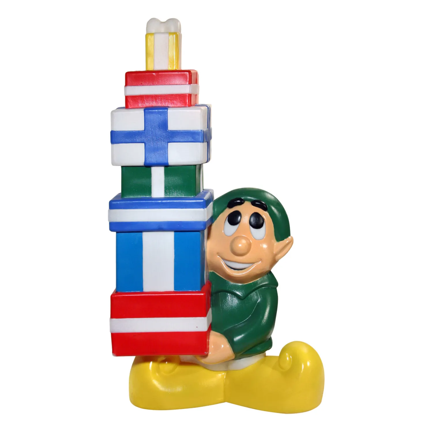 60" Santa And Elf 10 Piece Lighted Christmas Blow Mold Set