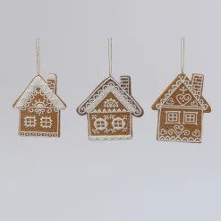 4.5" Set Of 3 Clay Dough Gingerbread House Christmas Ornament 2597210