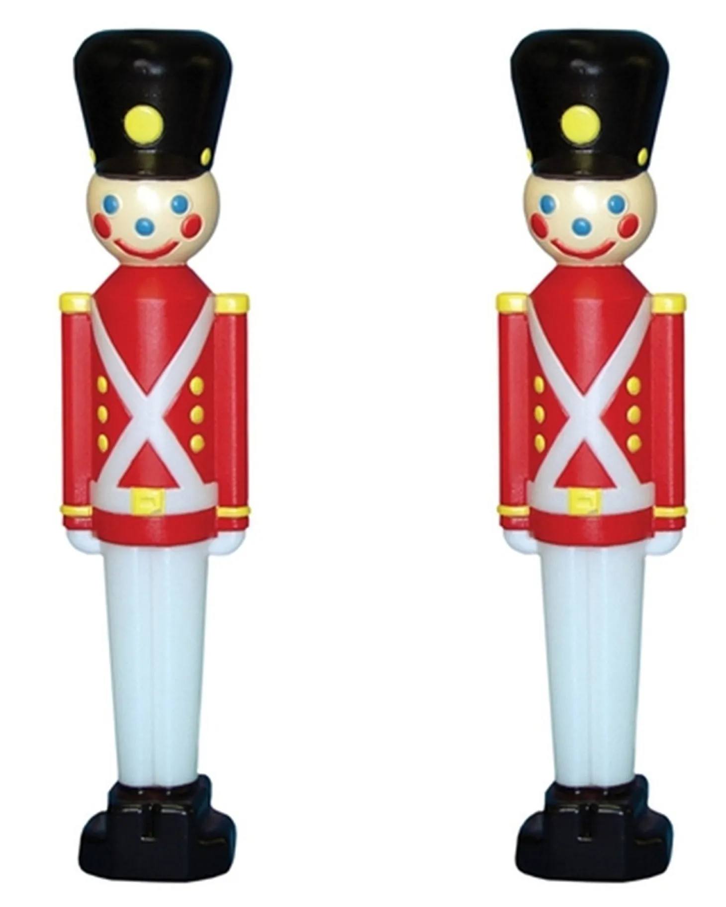 31" Toy Soldier With Black Hat Plastic Blow Mold Outdoor Set Of 2 Christmas Decoration 76440