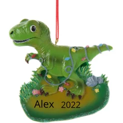 3.5" T-Rex Dinosaur With Lights Personalized Christmas Ornament A2156