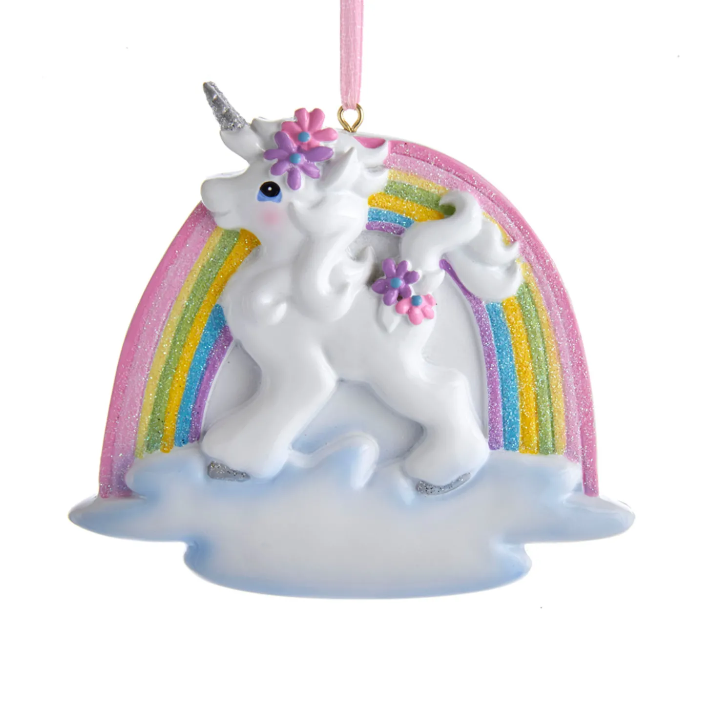4.5" Unicorn And Rainbow Personalized Christmas Ornament W8457