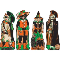 17" Vintage Beistle Halloween Paper Cutout Decorations Fancy Dress Set Of 4 01181