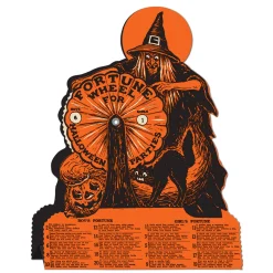 9.25" Vintage Beistle Halloween Paper Decoration Witch Fortune Wheel Game 01552
