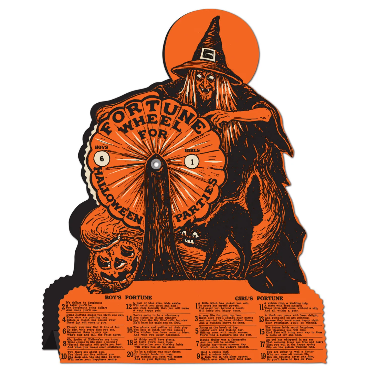 9.25" Vintage Beistle Halloween Paper Decoration Witch Fortune Wheel Game 01552