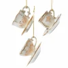 3" White And Gold Teacup Porcelain Christmas Ornament J7487