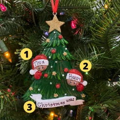 African American Christmas Tree Couple Personalized Christmas Ornament AA827-2