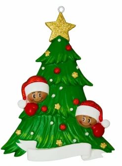 African American Christmas Tree Couple Personalized Christmas Ornament AA827-2