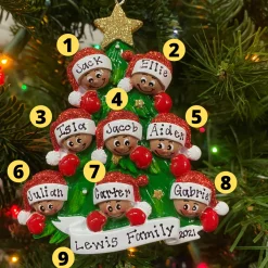 African American Christmas Tree Family Of 8 Personalized Christmas Ornament AA827-8