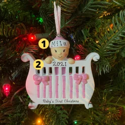 Baby Girl In Crib Personalized Christmas Ornament OR1732-P
