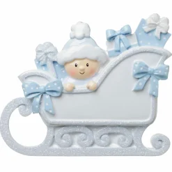 Baby's First Christmas Boy In Sleigh Personalized Christmas Ornament OR1649-B