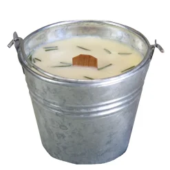 Bedrock Tree Farm Natural Fir Needle Wood Wick Soy Candle In Galvanized Pail P12G