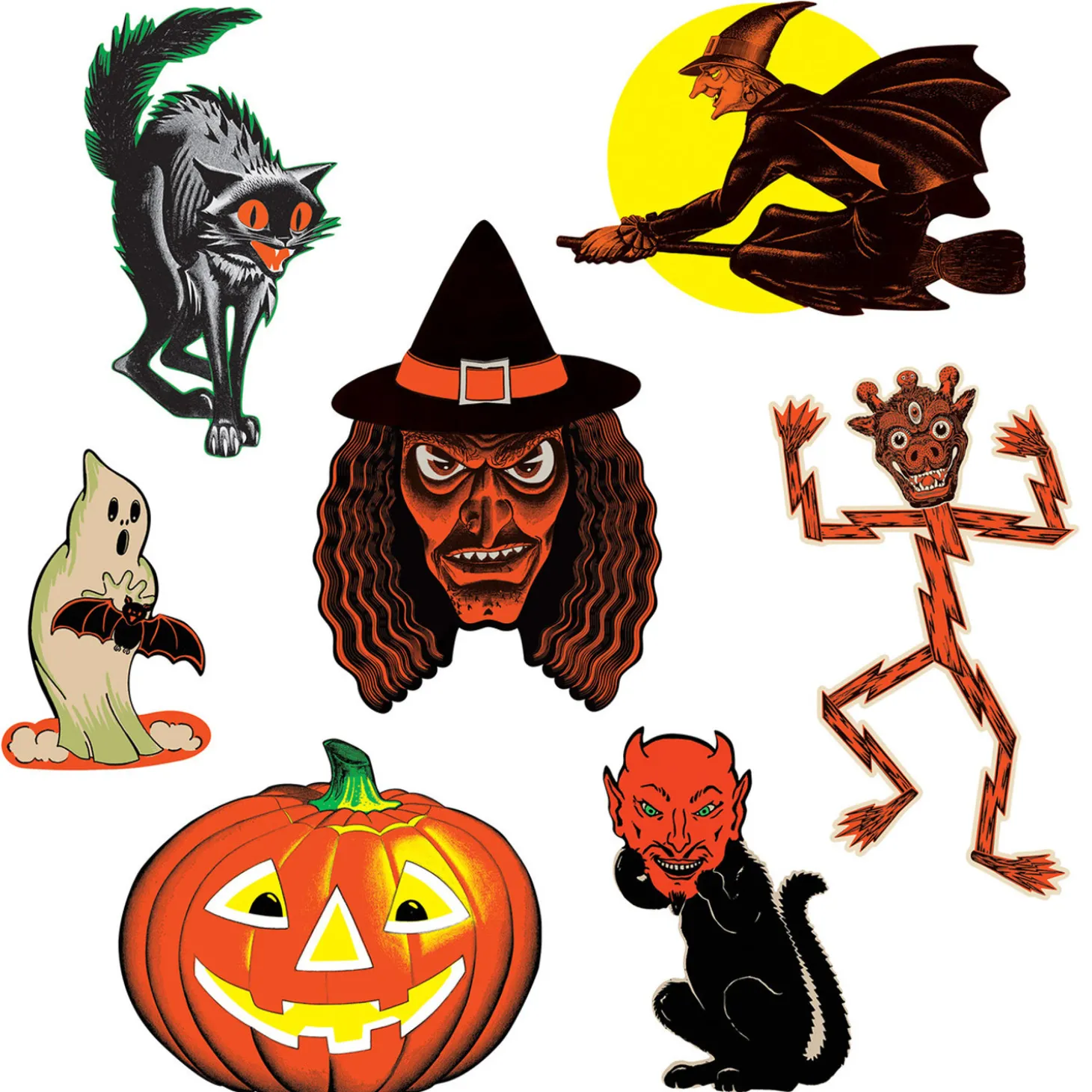 Beistle 9.5"-16" Vintage Halloween Classic Cutouts Set Of 7 00429